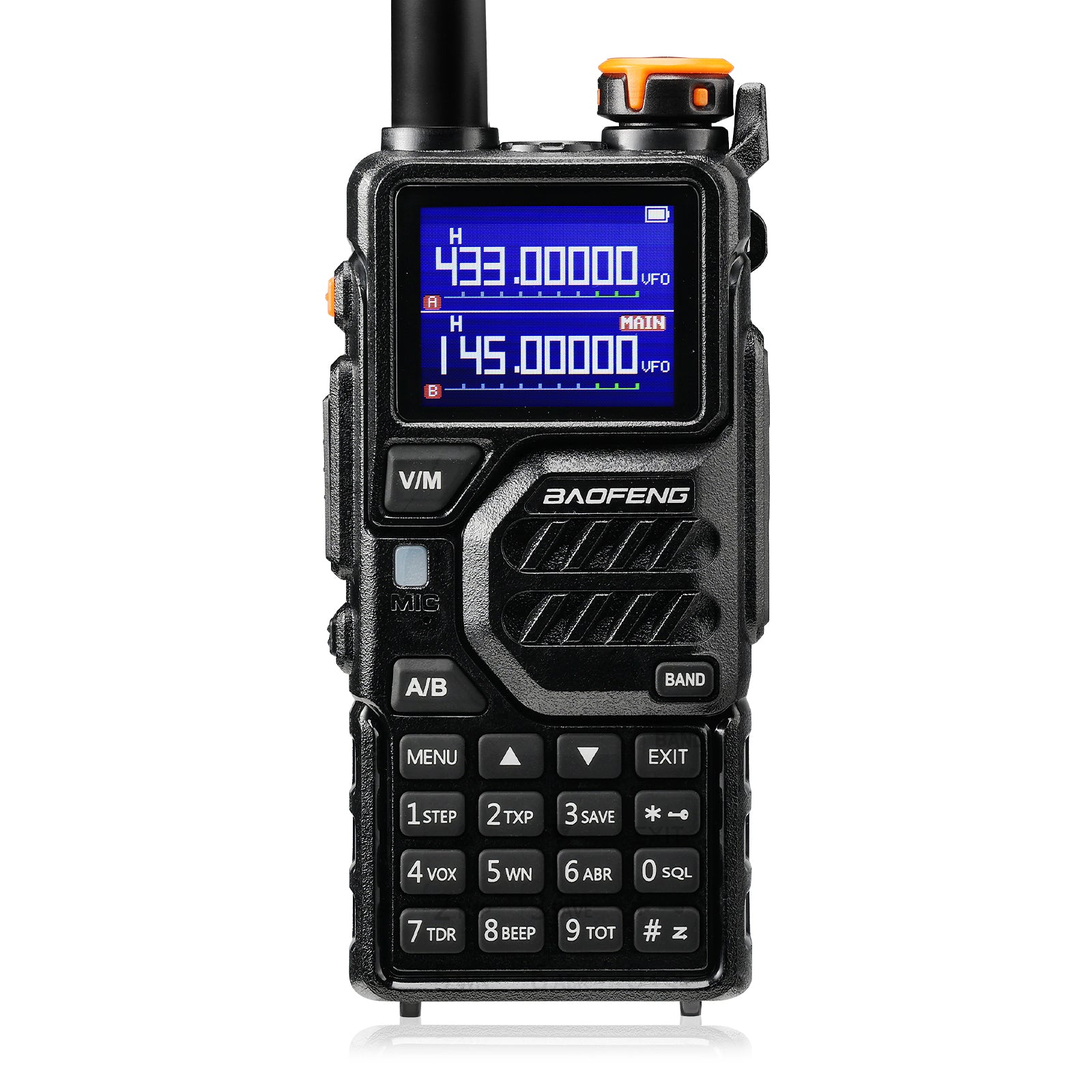 Front view of the Baofeng K5 Plus Tri-Band Ham Radio
