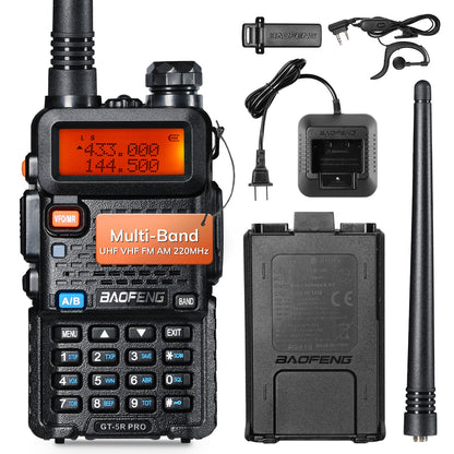 Baofeng GT-5R Pro Ham Radio | 5W | Dual Band  | UHF/VHF/FM/Airband/NOAA Receiver | 128 CH | 1800mAh Battery | Supports CHIRP - Radioddity