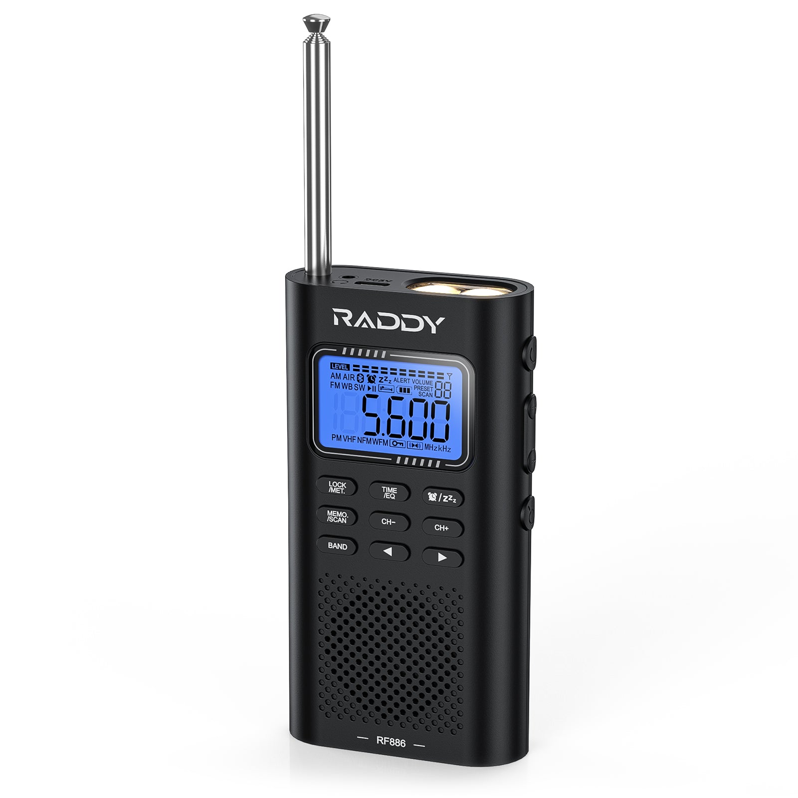 Raddy RF886 Shortwave Radio | AM/FM/SW/VHF/WB | Bluetooth Connection | Rechargeable Pocket Radio | NOAA