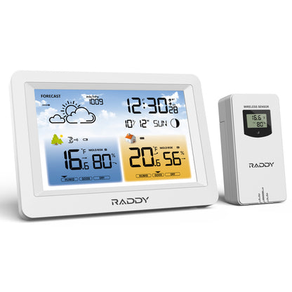 Raddy WM6 Weather Station | Wireless Thermometer Hygrometer | Built-in 2000mAh Battery | Mold Risk Alert