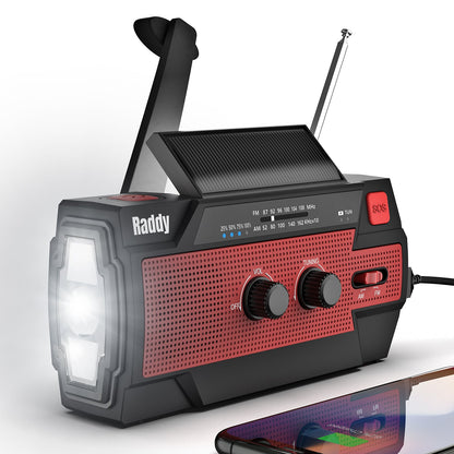 Raddy SW3 Emergency Radio | 5000mAh | Hand Crank | Solar-Powered | FM/AM - Radioddity