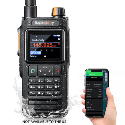 Radioddity GA-5WB | 5W | VHF & UHF | GPS & APRS | Bluetooth Programming | Air Band | IP67 | 2600mAh USB-C - Radioddity