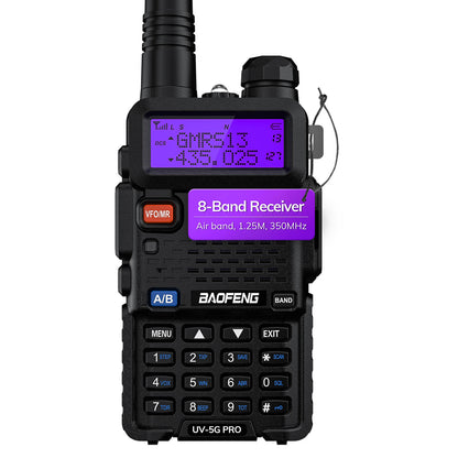 Baofeng UV-5G Pro GMRS Radio | NOAA/UHF/VHF/Airband Receiver | 5W | 128 Channels | GMRS Repeater Capable - Radioddity