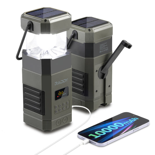 Raddy SL10 Emergency Radio | 10000mAh Hand Crank Solar Camping Lantern | IPX6 Waterproof | Bluetooth Speaker | AM FM NOAA - Radioddity