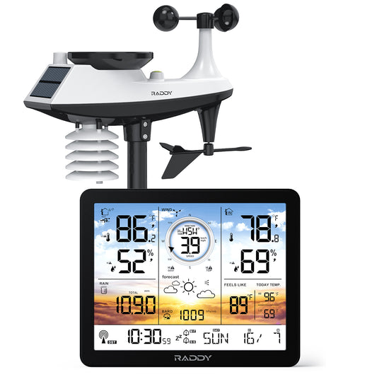 Raddy VP7/AG7 Weather Station | Wireless Thermometer | Color Screen | Atomic Weather Clock | Temperature Humidity Monitor - Radioddity