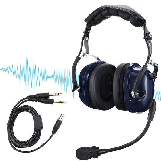 Radioddity AH200 General Aviation Headset | 24dB Noise Reduction | Adjustable Headband | 360° Full Flex Mic Boom - Radioddity