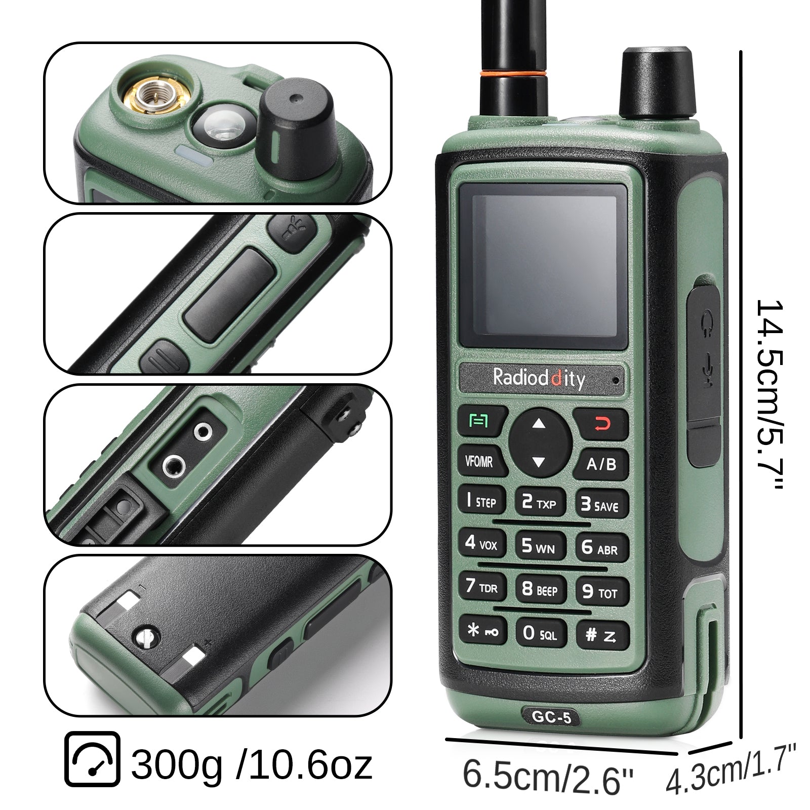 Radioddity GC-5 | Dual Band | 5W | 999 CH | Remote Frequency Copy | Color Screen | 1800mAh | NOAA FM RX - Radioddity