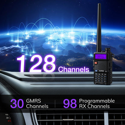 Baofeng UV-5G Pro GMRS Radio | NOAA/UHF/VHF/Airband Receiver | 5W | 128 Channels | GMRS Repeater Capable - Radioddity