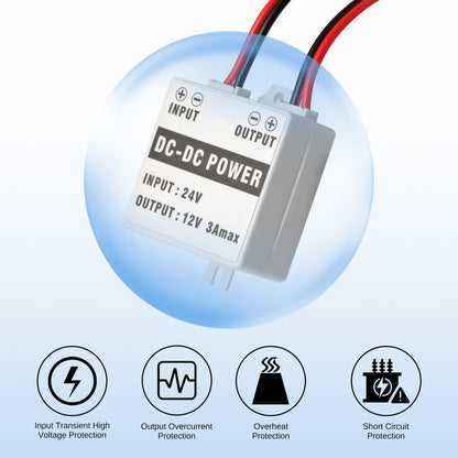 Radioddity SDC12 Step Down Converter | DC-DC 24V to 12V | with Fuse and Wire Terminal Block | for Mobile Radio