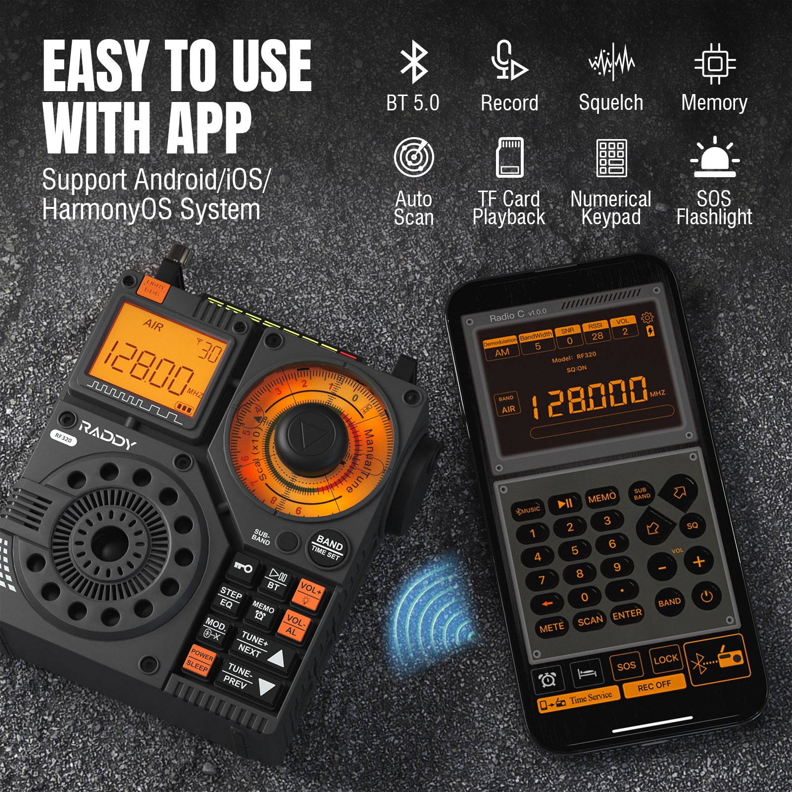 Raddy RF320 Shortwave Radio | FM/AM/SW/VHF/WB/AIR | Remote Control | Bluetooth 5.0 - Radioddity