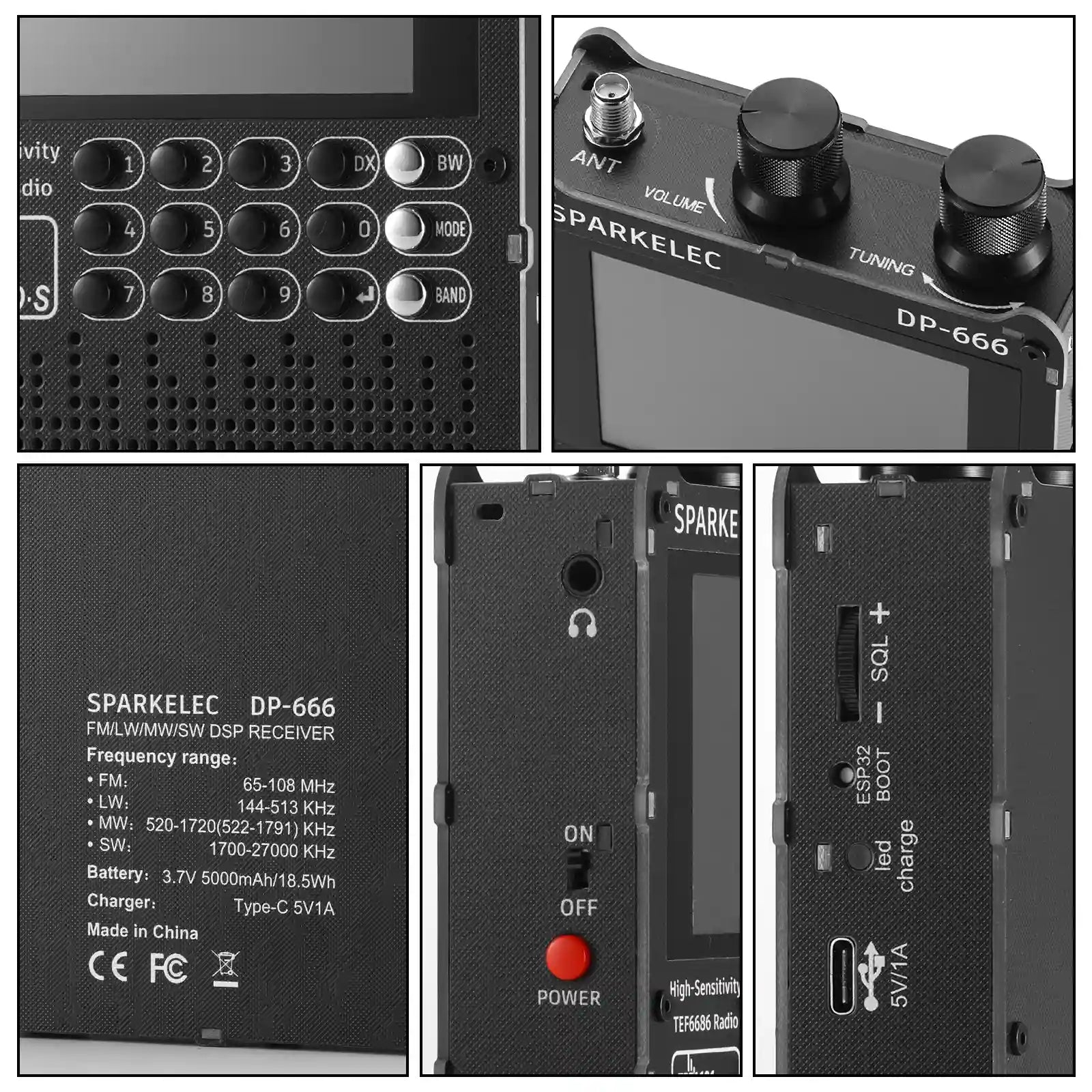 Raddy DP-666 Full Band DSP Radio | TEF6686 Chip | AM/FM /LW/MW/SW RDS Receiver | 2.8" Touchscreen | 5000mAh Battery | Telescopic & Donut Antenna | Firmware Upgradable - Radioddity