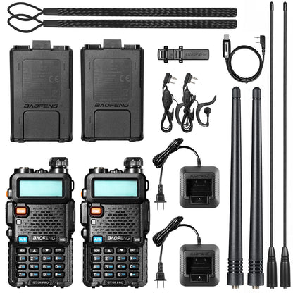 Baofeng GT-5R Pro Ham Radio | 5W | Dual Band  | UHF/VHF/FM/Airband/NOAA Receiver | 128 CH | 1800mAh Battery | Supports CHIRP - Radioddity