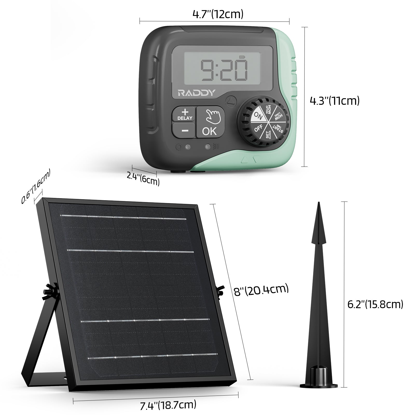 Raddy WS-1 Solar Drip Irrigation Kit | Automatic Plant Watering | Dual Power Supply | Programmable Timer - Radioddity