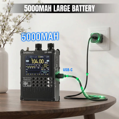 Raddy DP-666 Full Band DSP Radio | TEF6686 Chip | AM/FM /LW/MW/SW RDS Receiver | 2.8" Touchscreen | 5000mAh Battery | Telescopic & Donut Antenna | Firmware Upgradable - Radioddity