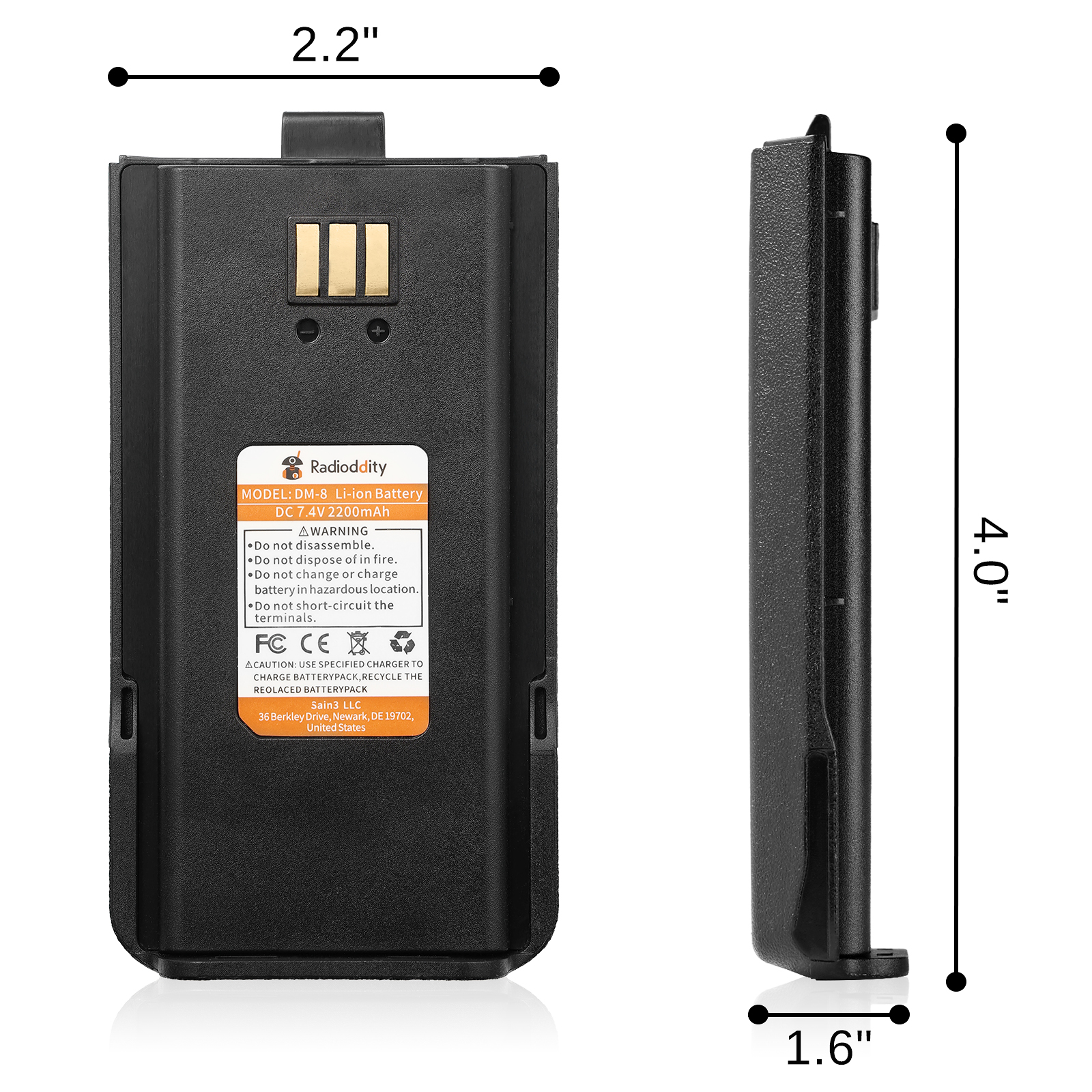 2200mAh Battery for Radioddity GD-77 GD-77S GA-510 DM-1801 - Radioddity