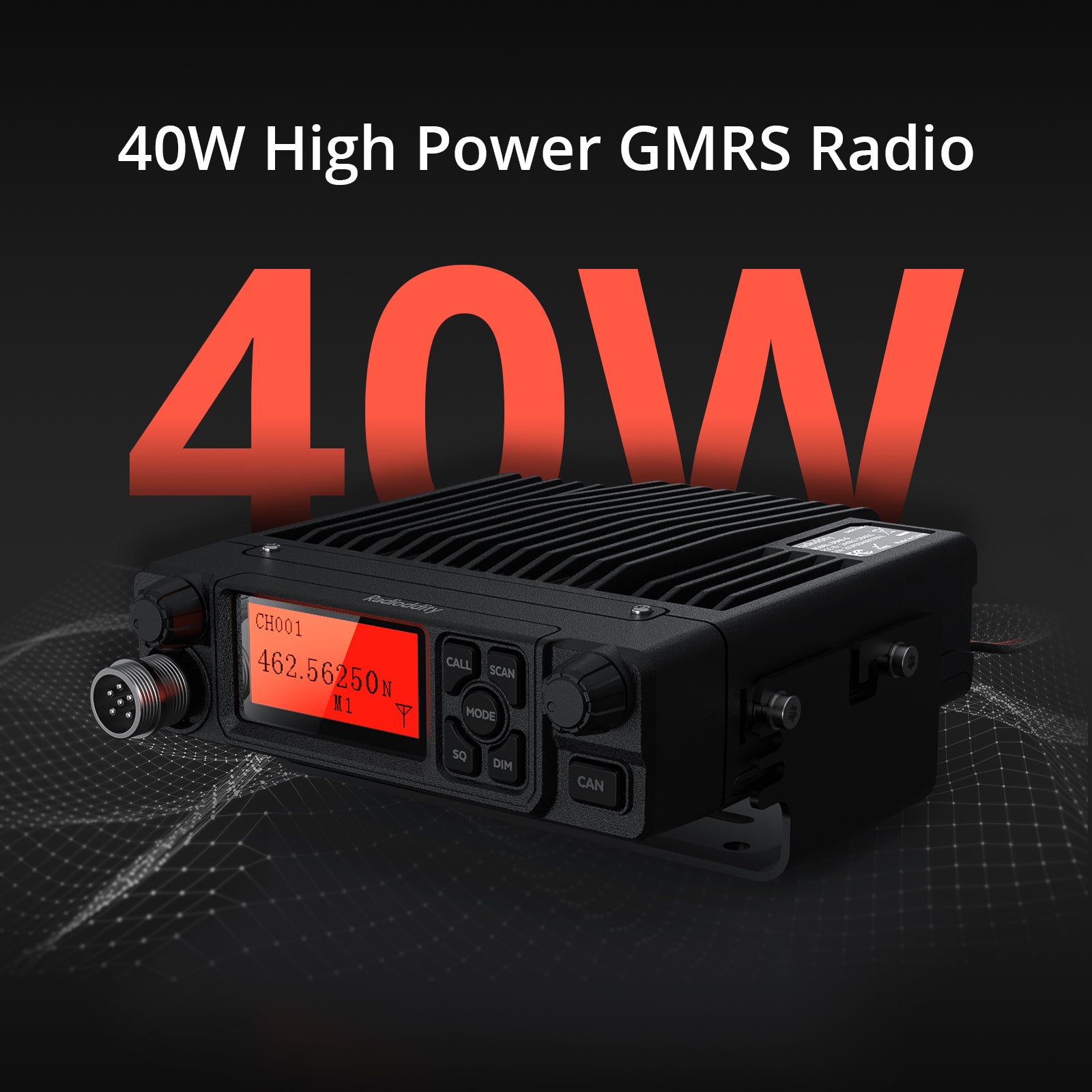 Radioddity DB40-G GMRS Mobile Radio | 40W | Repeater Capable | 199 Channels | UHF Scanning Receiver - Radioddity