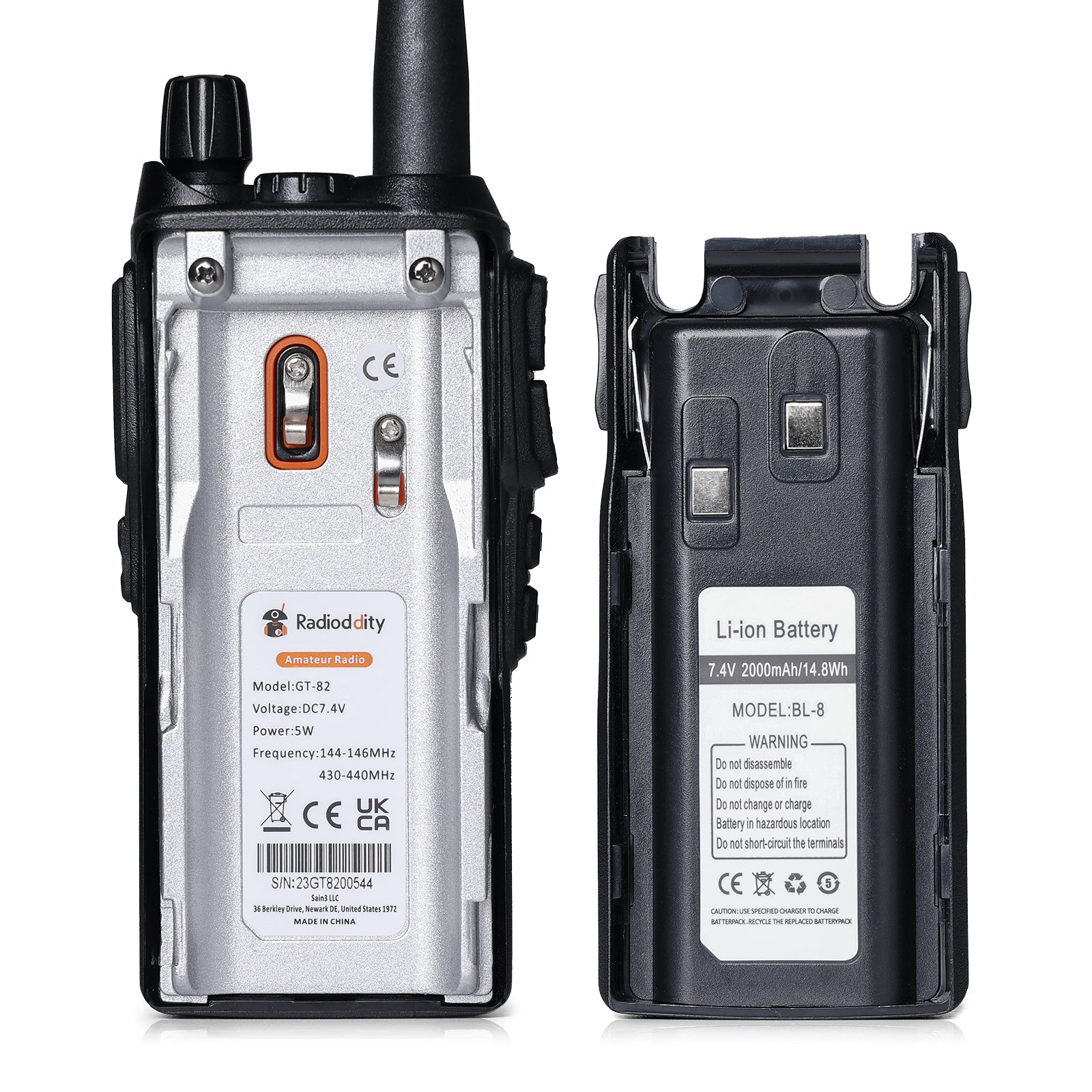 Radioddity GT-82 | Dual Band | Dual PTT | 5W | 2000mAh | Customized EU Frequency - Radioddity