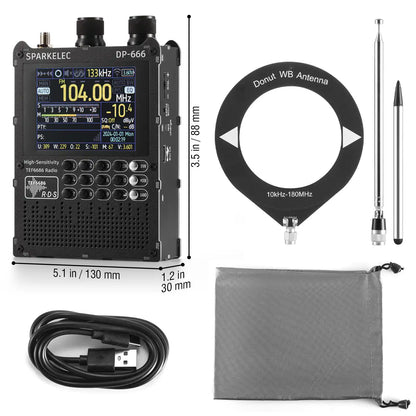 Raddy DP-666 Full Band DSP Radio | TEF6686 Chip | AM/FM /LW/MW/SW RDS Receiver | 2.8" Touchscreen | 5000mAh Battery | Telescopic & Donut Antenna | Firmware Upgradable - Radioddity