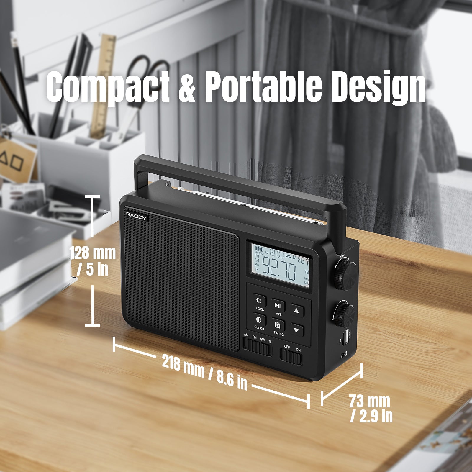 Raddy RF206 Shortwave Radio | Size