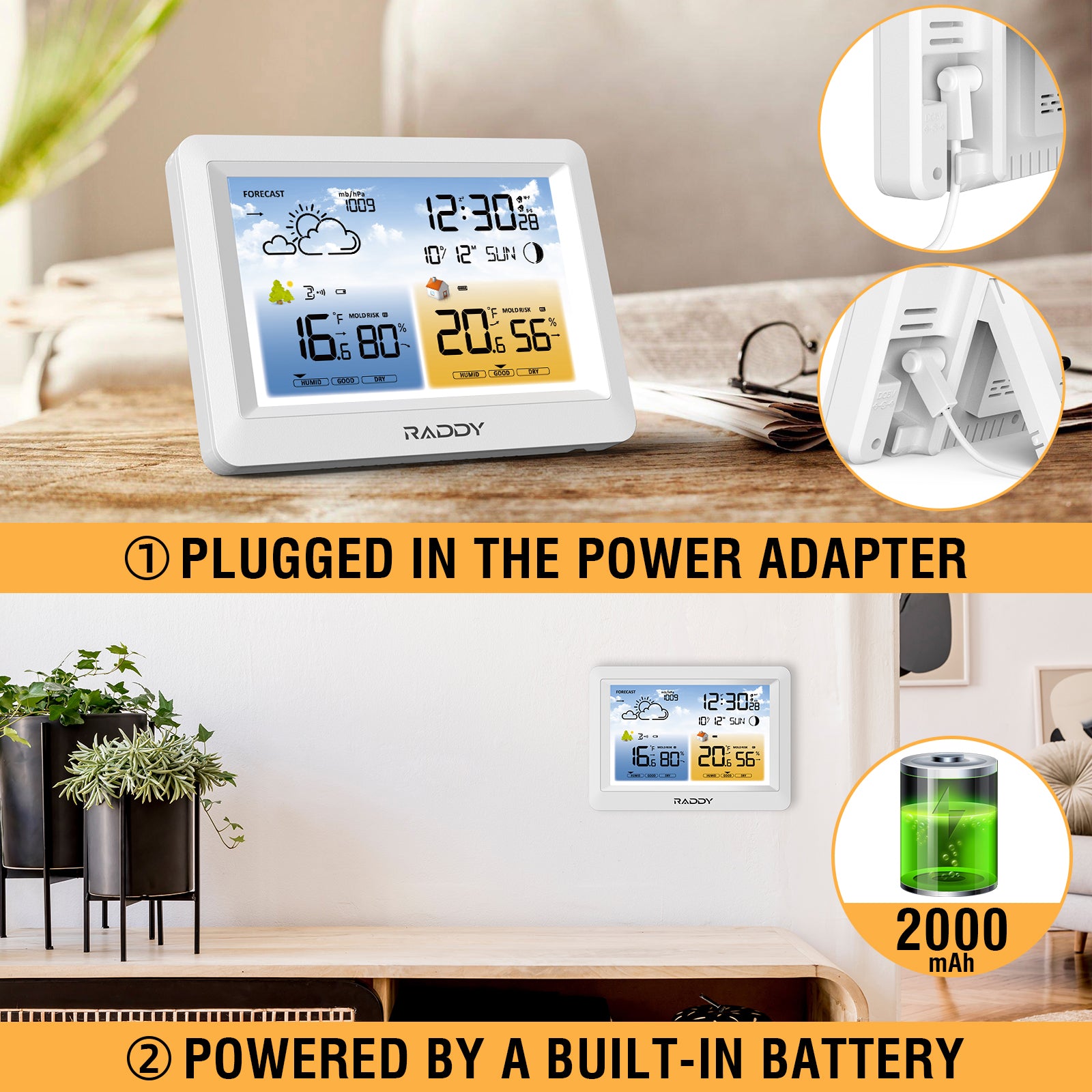 Raddy WM6 Weather Station | Built-in 2000mAh Battery 