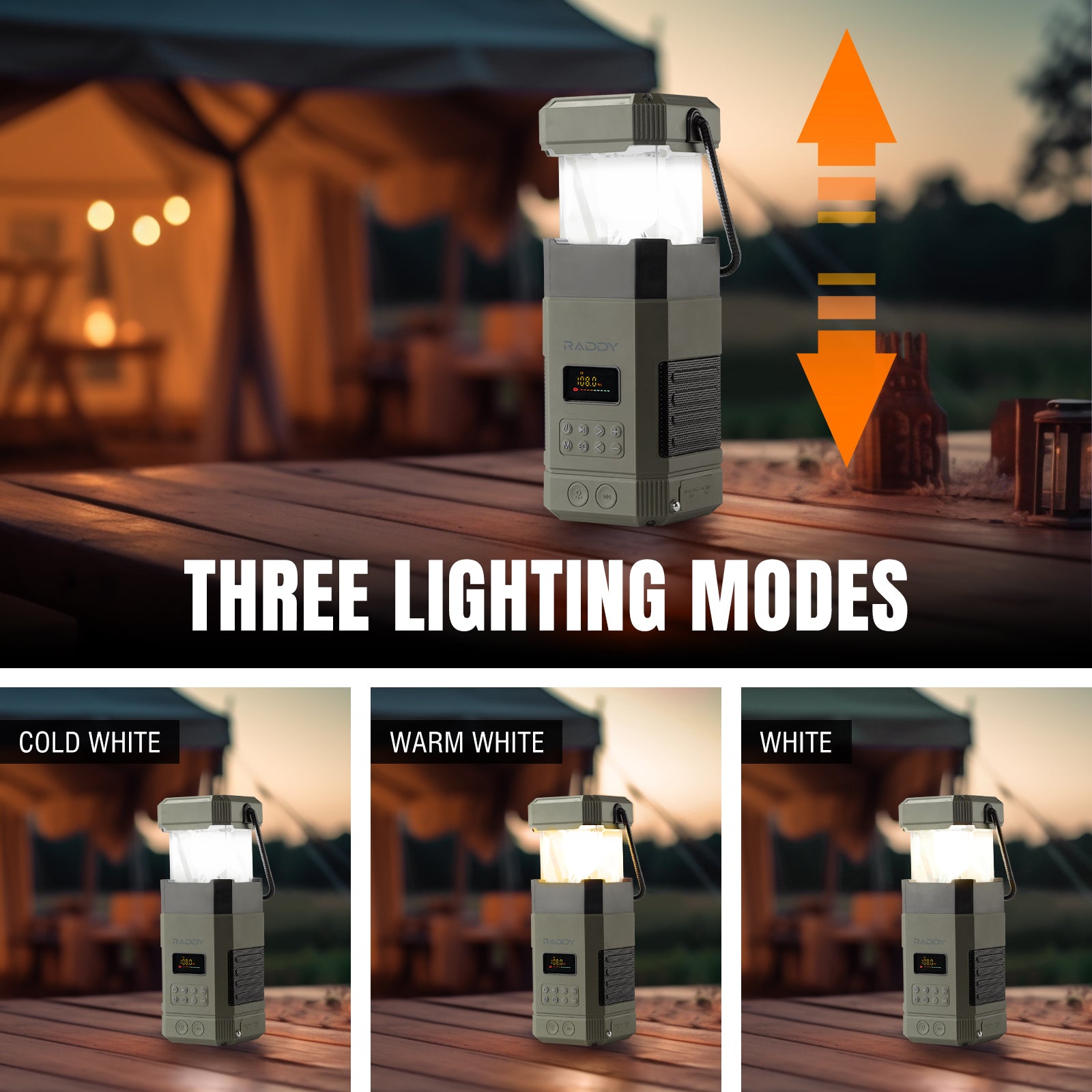 Raddy SL10 Emergency Radio | 10000mAh Hand Crank Solar Camping Lantern | IPX6 Waterproof | Bluetooth Speaker | AM FM NOAA - Radioddity