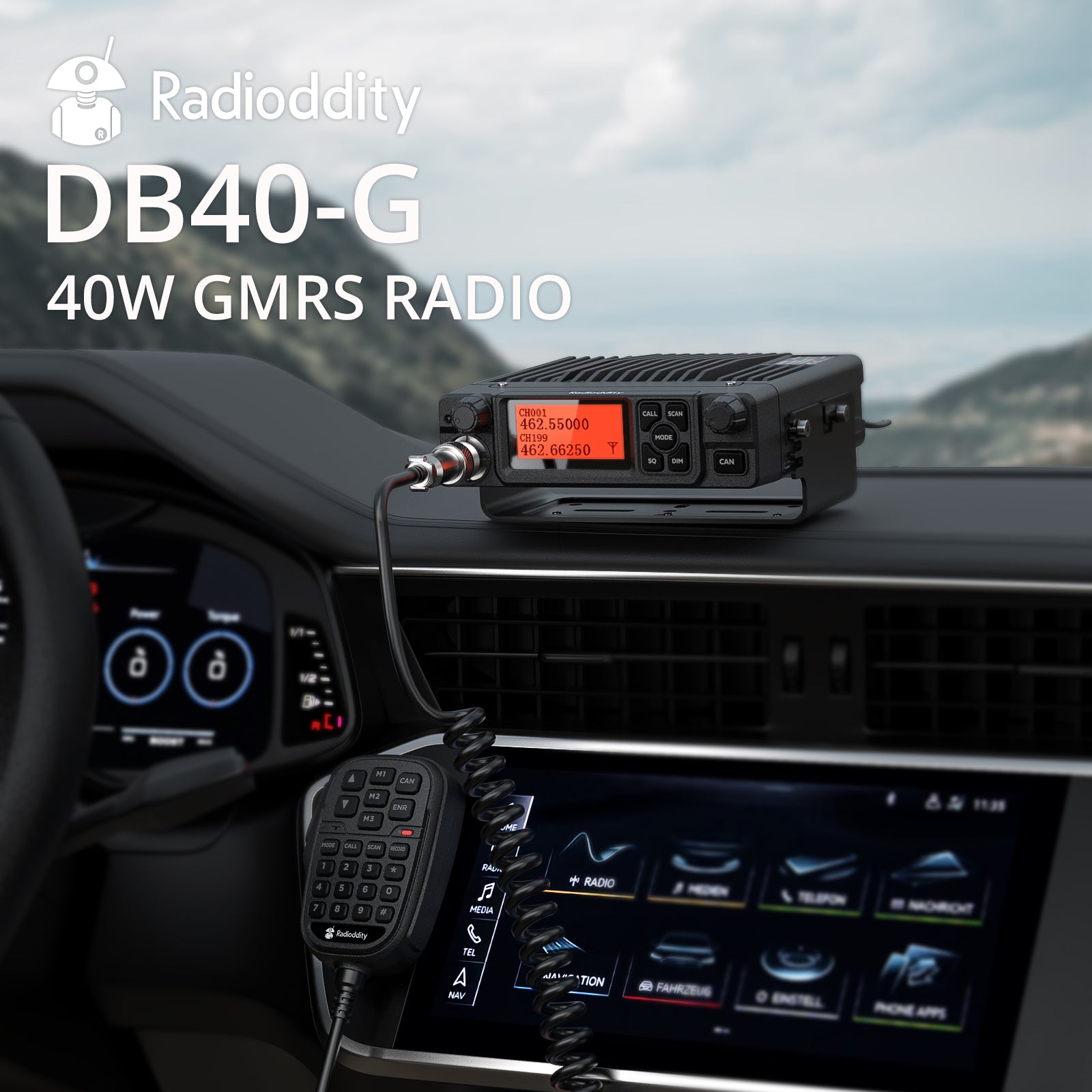 Radioddity DB40-G GMRS Mobile Radio | 40W | Repeater Capable | 199 Channels | UHF Scanning Receiver