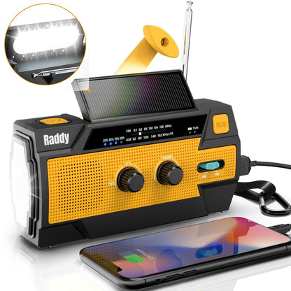 Raddy SW3 Emergency Radio | 5000mAh | Hand Crank | Solar-Powered | FM/AM - Radioddity