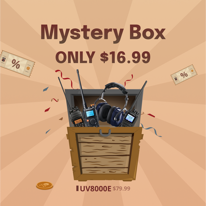 Mystery box with communication devices on a brown background