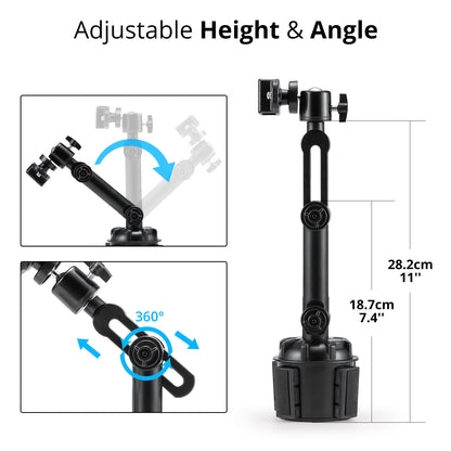 Radioddity RH1 Cup Holder Radio Mount |  Adjustable Height & Angle