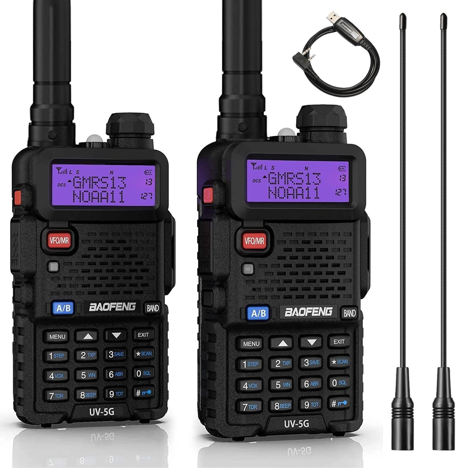 Baofeng UV-5X / UV-5G [1 Pair] GMRS Radio | 5W | Repeater Capable | NOAA Scan - Radioddity