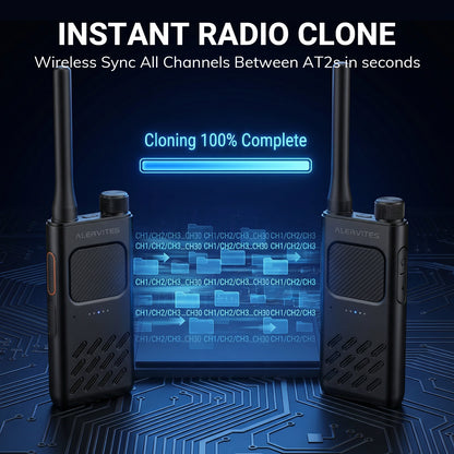 Alervites AT2 Smart UHF Radio | Off-Grid Text & Pic | App Control & Programming | 16mm Ultra-Thin | Dual-PTT | 2200mAh | USB-C Charging - Radioddity