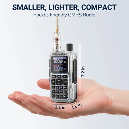 Baofeng MINI-5G GMRS Radio 2-Pack | 5W Repeater Capable | App Programming | 1.44" Color Screen | 7-Band RX & Airband | 999 Channels | USB-C Charging - Radioddity