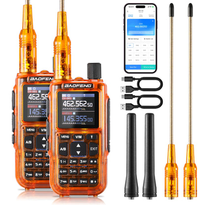 Baofeng MINI-5G GMRS Radio 2-Pack | 5W Repeater Capable | App Programming | 1.44" Color Screen | 7-Band RX & Airband | 999 Channels | USB-C Charging - Radioddity