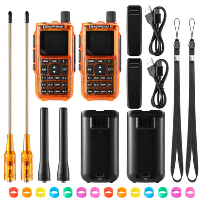 Baofeng MINI-5 Ham Radio 2-Pack | 5W Dual-Band | App Programming | 1.44" Color Screen | Airband & NOAA | 999 Channels | USB-C | One-Key Frequency Copy