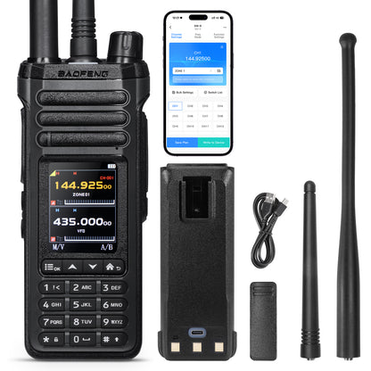 BAOFENG SW-9 10W Tri-Band Walkie Talkie | SSB HF Receiver | Airband & NOAA | Dual BT for App & Audio | Dual SMA Antenna Ports | 1000 Channels