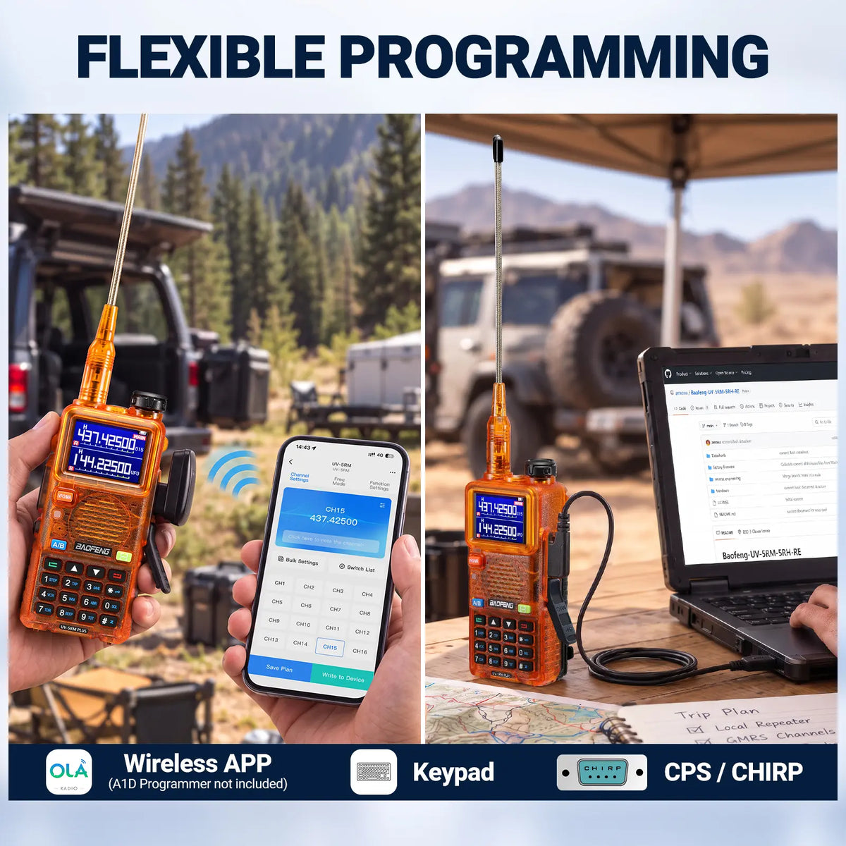 BAOFENG UV-5RM Plus 10W Ham Radio in Orange | Airband & NOAA RX | 1.77" Color Display | 2500mAh USB-C | One-Key Frequency Copy | CHIRP Compatible - Radioddity