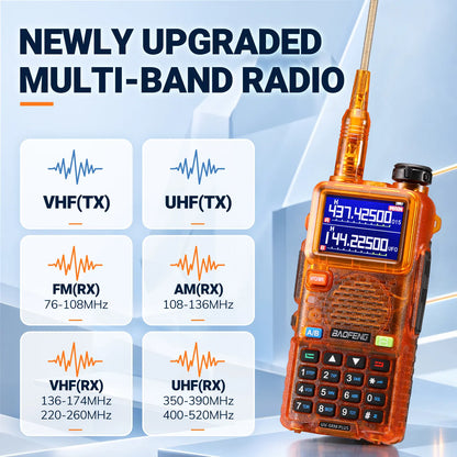 BAOFENG UV-5RM Plus 10W Ham Radio in Orange | Airband & NOAA RX | 1.77" Color Display | 2500mAh USB-C | One-Key Frequency Copy | CHIRP Compatible - Radioddity