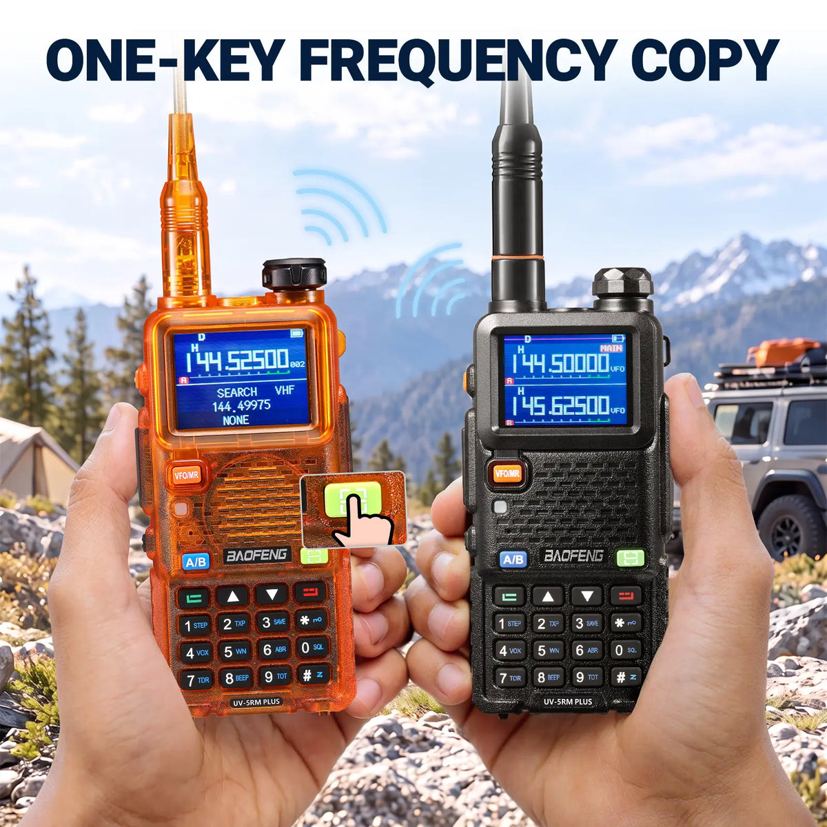 BAOFENG UV-5RM Plus 10W Ham Radio in Orange | Airband & NOAA RX | 1.77" Color Display | 2500mAh USB-C | One-Key Frequency Copy | CHIRP Compatible - Radioddity