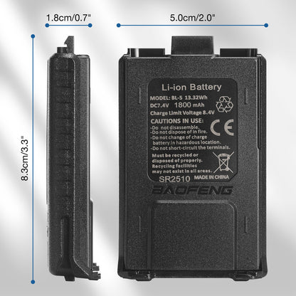Battery 1800mAh for Baofeng UV-5R wIth USB-C Port
