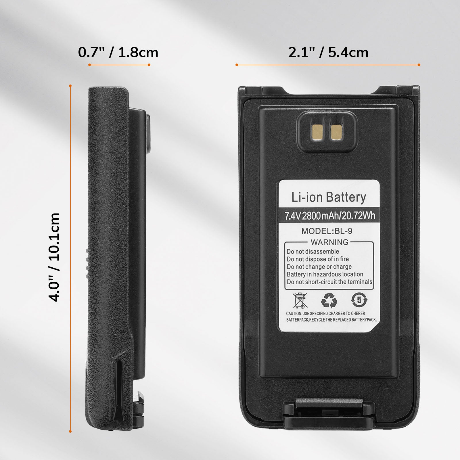 Battery 2800mAh for UV-9R Series with USB-C Port Size
