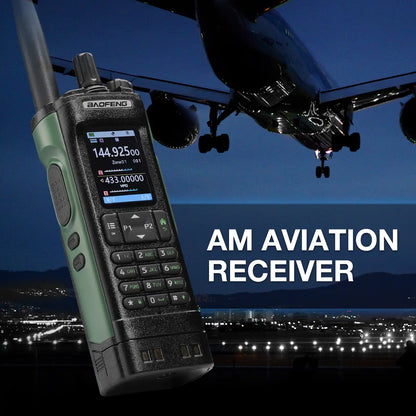 AM aviation receiver with airplane in the background