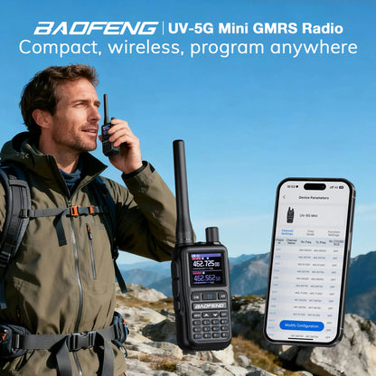 Baofeng UV-5G Mini GMRS Radio | 5W | APP Programming | 1.44 Inch Color Screen | 999CH | NOAA | USB-C Charging