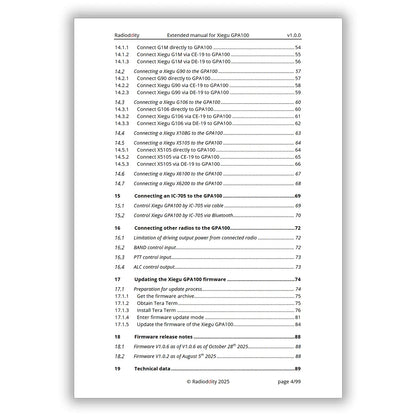 [eBook] Radioddity Extended Manual for Xiegu GPA100 - Radioddity