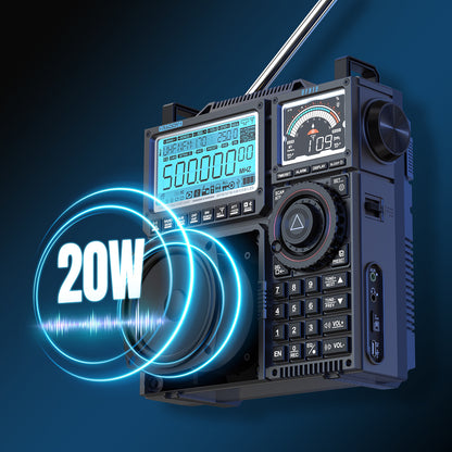 Raddy RF919 Shortwave Radio | Full Band Receiver with SSB | 20W Bluetooth 5.1 | APP Remote Control | Antenna Tuner | 5000mAh Battery | Dual Screens - Radioddity