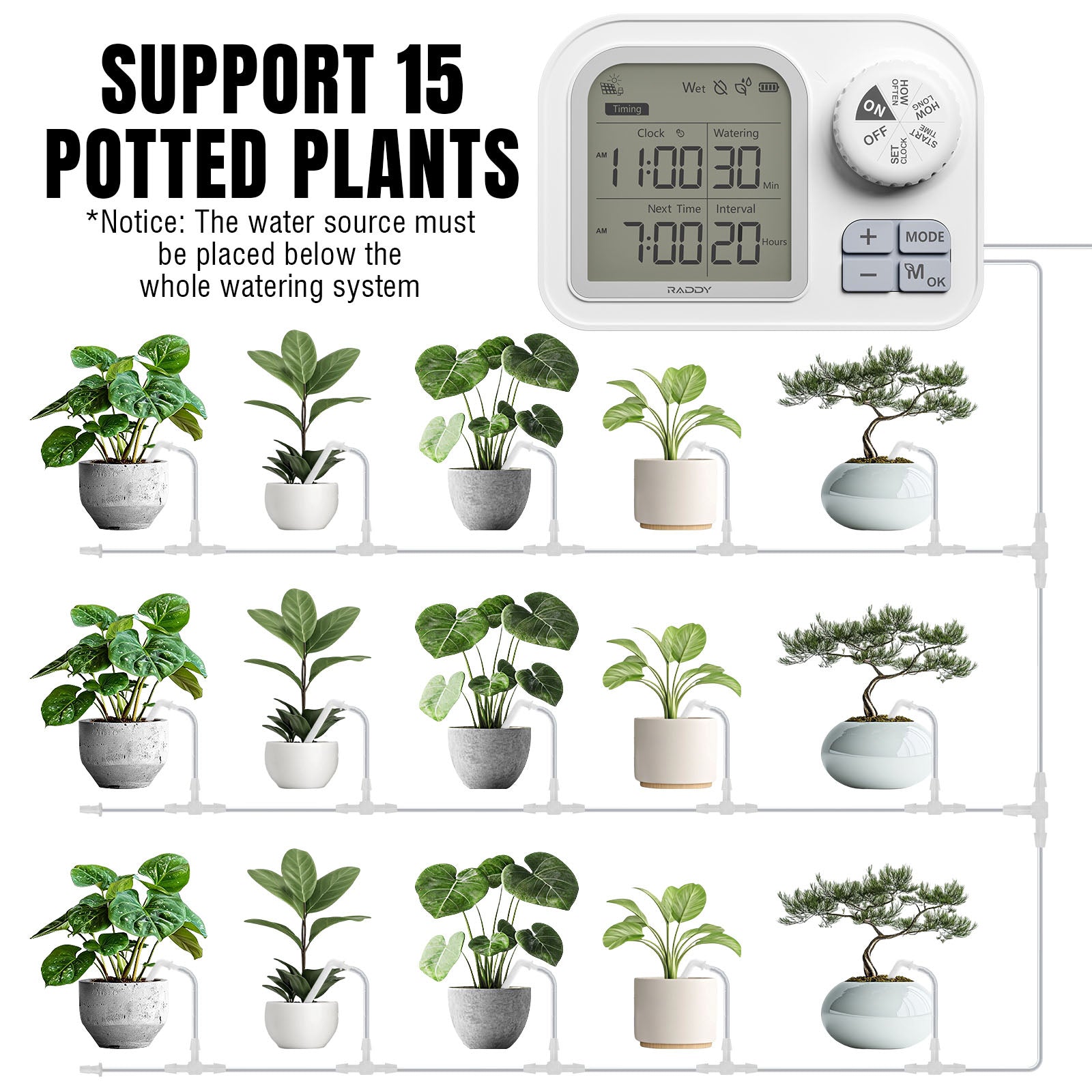 WS-7 IPX7 Solar Drip Irrigation Kit support 15 potted plants