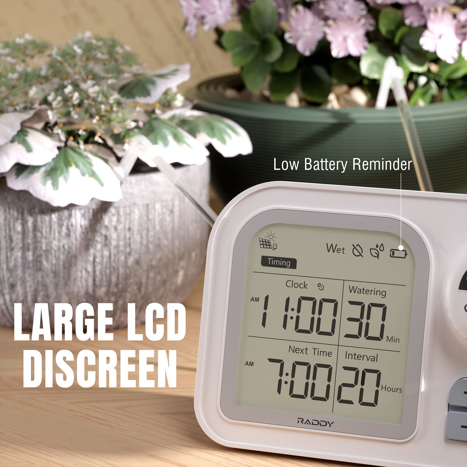 WS-7 IPX7 Solar Drip Irrigation Kit with large LCD display