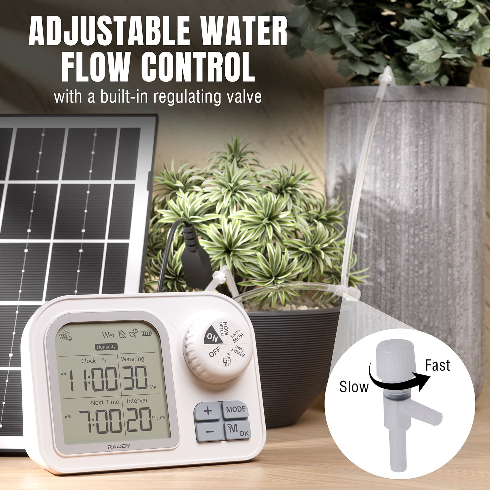 WS-7 IPX7 Solar Drip Irrigation Kit adjustable water flow control