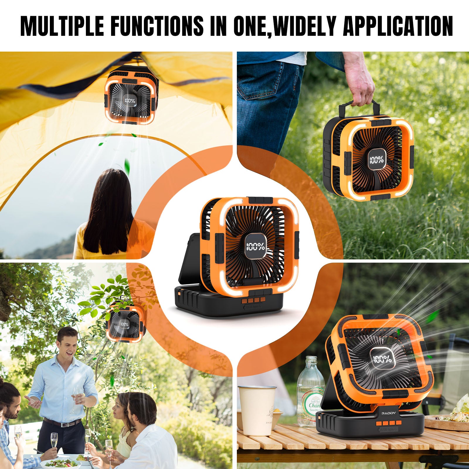 CF3 Rechargeable Camping Fan multiple functions