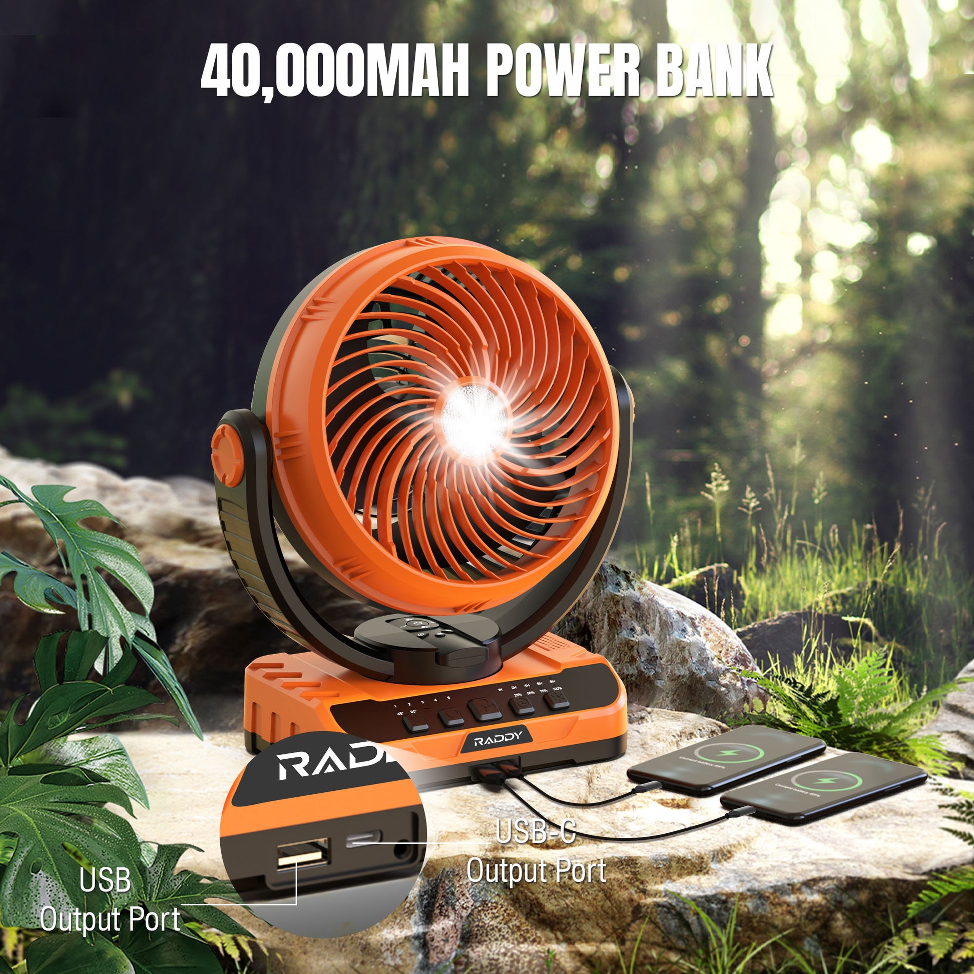 CF5 Rechargeable Camping Fan with 40000 mAh powerbank