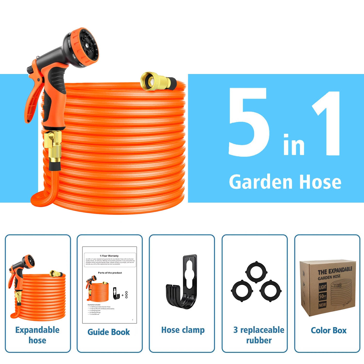 GH-1 Expandable Garden Hose package content 